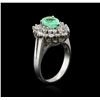 Image 3 : 14KT White Gold 1.39 ctw Emerald and Diamond Ring