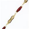 Image 4 : Italian Vintage 18K Yellow Gold Red Enamel & Pearl Detailed Fancy Link Bracelet