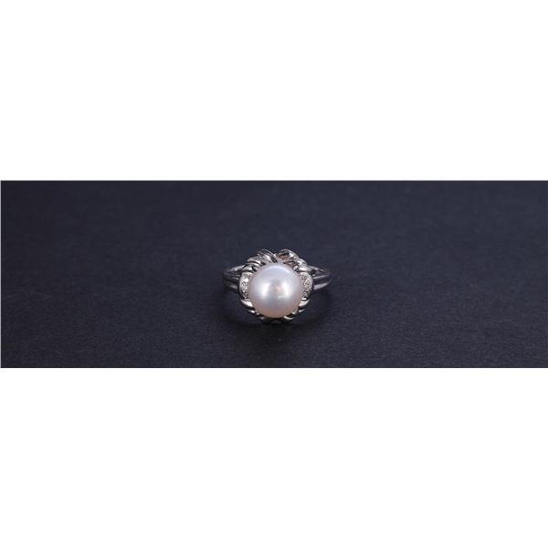 Platinum & South Sea Pear Ring