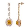 Image 1 : 8.26 ctw Yellow Sapphire and 5.33 ctw Diamond 14K Yellow Gold Dangle Earrings