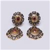 Image 1 : Pair of Mogul Style Silver Topped Gold Polki Diamond & Tourmaline Earrings