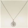 Image 2 : 14K White Gold.18 ctw Diamond Hand of Fatima Hamsa Hand Disk Pendant w/16" Chain