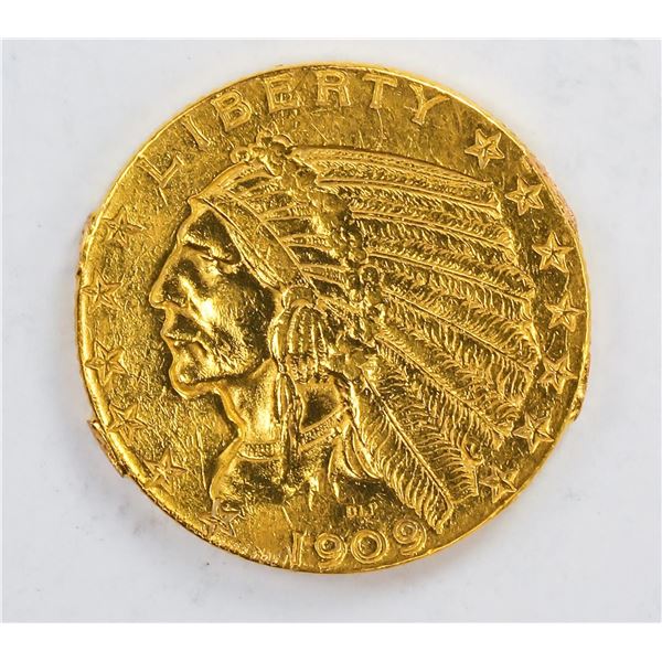 1909-D $5 Indian Head Half Eagle Gold Coin C+