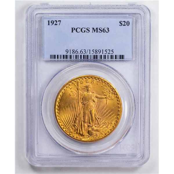 1927 $20 Double Eagle Gold Coin PCGS MS63