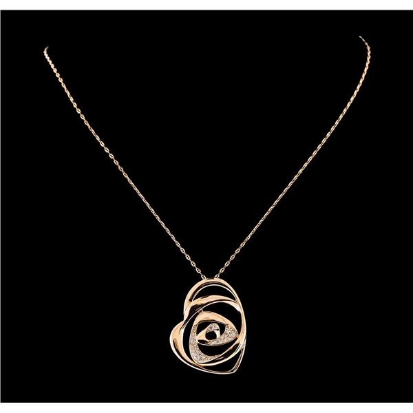 0.50 ctw Diamond Pendant With Chain - 14KT Rose Gold