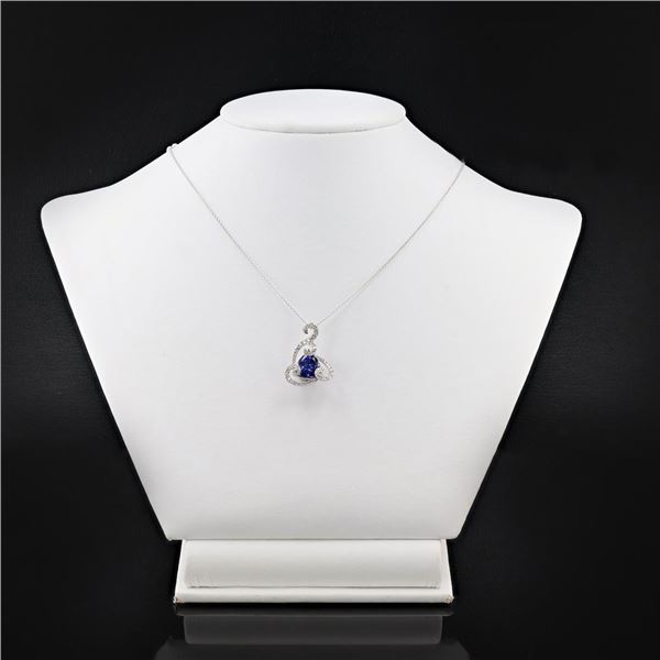 2.27 ctw Tanzanite and 0.36 ctw Diamond 14K White Gold Pendant