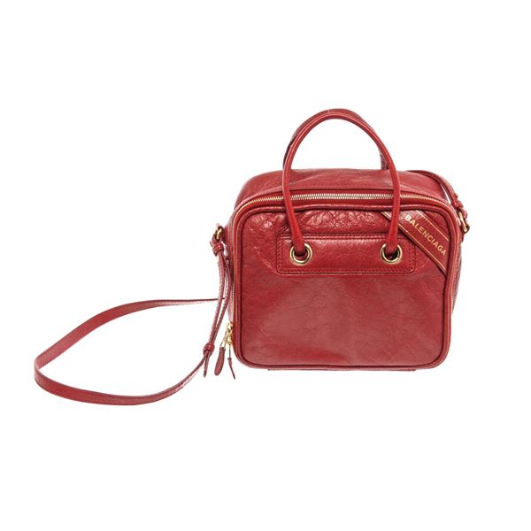 Balenciaga Red Leather Small Blanket Square Bag