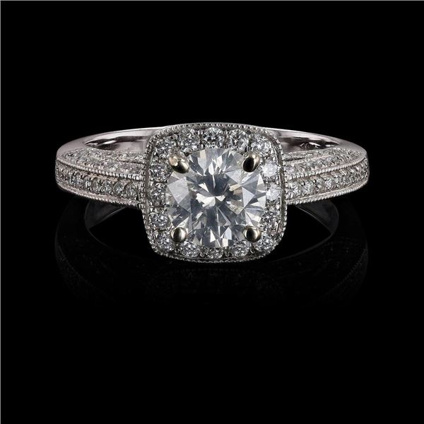 1.00 ctw SI3 CLARITY CENTER Diamond 18K White Gold Ring (1.80 ctw Diamonds) EGL