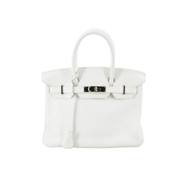 Hermes White Clemence Birkin 30