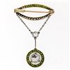 Image 3 : Antique Edwardian 18K Gold 2.53 ctw GIA Diamond & Demantoid Garnet Drop Pin Broo