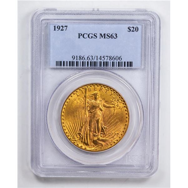 1927 $20 Double Eagle Gold Coin PCGS MS63