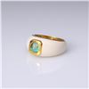 Image 2 : 18K Yellow Gold Enamel & Emerald Ring