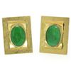 Image 2 : Vintage Men's 14k Yellow Gold EGL Deep Green Jadeite Jade Rectangular Cufflinks