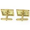 Image 6 : Vintage Men's 14k Yellow Gold EGL Deep Green Jadeite Jade Rectangular Cufflinks