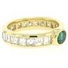 Image 4 : FINE 18K Gold 4.4 ctw Oval Emerald Solitaire & Square Diamond Eternity Band Ring