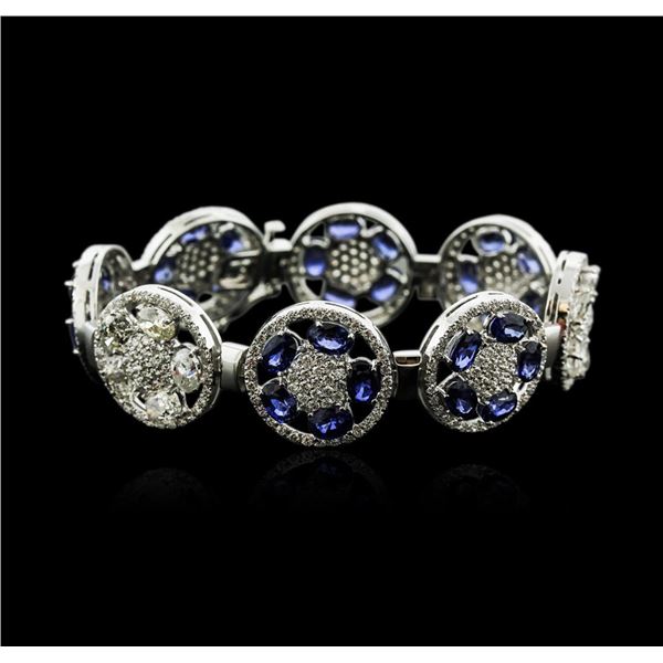 14KT White Gold 21.00 ctw Sapphire and Diamond Bracelet