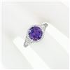 Image 3 : NEW 14k White Gold 1.85 ctw Fine Filigree & Milgrain Work Amethyst Solitaire Rin