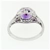 Image 5 : NEW 14k White Gold 1.85 ctw Fine Filigree & Milgrain Work Amethyst Solitaire Rin