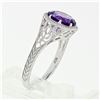 Image 7 : NEW 14k White Gold 1.85 ctw Fine Filigree & Milgrain Work Amethyst Solitaire Rin