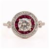 Image 1 : 1.02 ctw CENTER Diamond and 0.69 ctw Ruby Platinum Ring (1.23 ctw Diamonds)