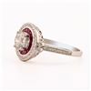 Image 2 : 1.02 ctw CENTER Diamond and 0.69 ctw Ruby Platinum Ring (1.23 ctw Diamonds)