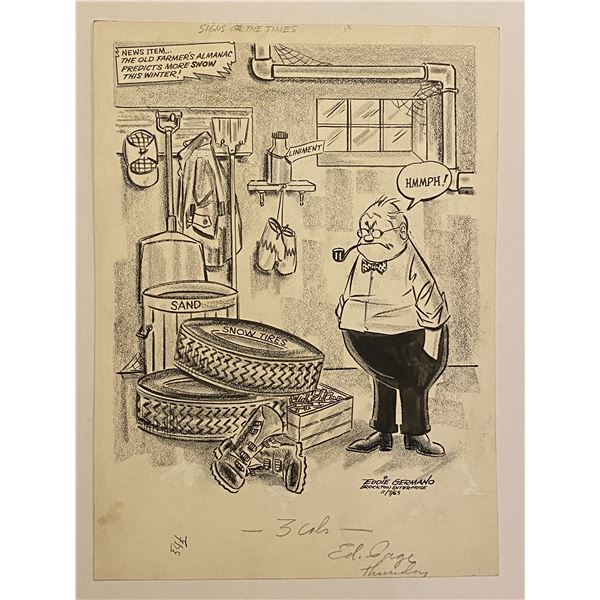 Eddie Germano Original Pencil Drawn Newspaper Comic Art