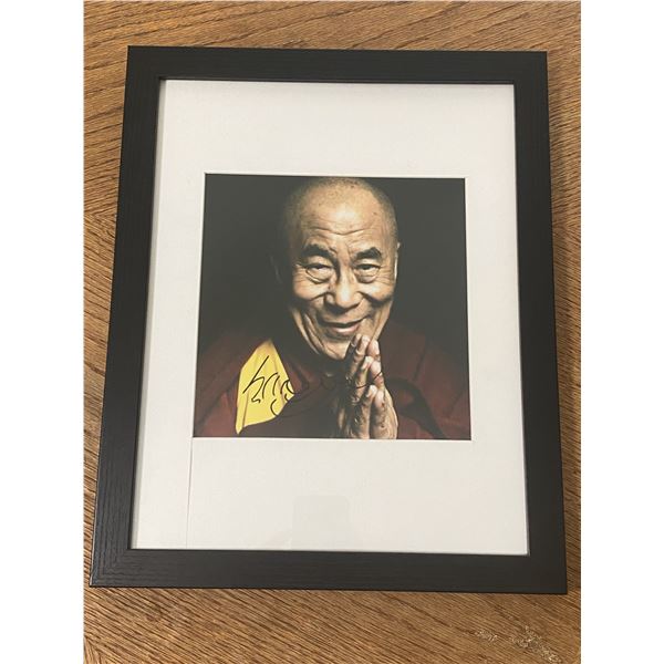 Dalai Lama autographed photo framed