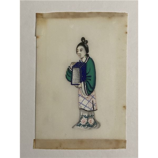 Antique Chinese Gouache Pith Water Color Painting