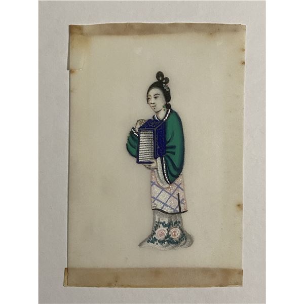 Antique Chinese Gouache Pith Water Color Painting