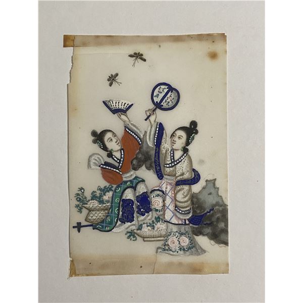 Antique Chinese Gouache Pith Water Color Painting