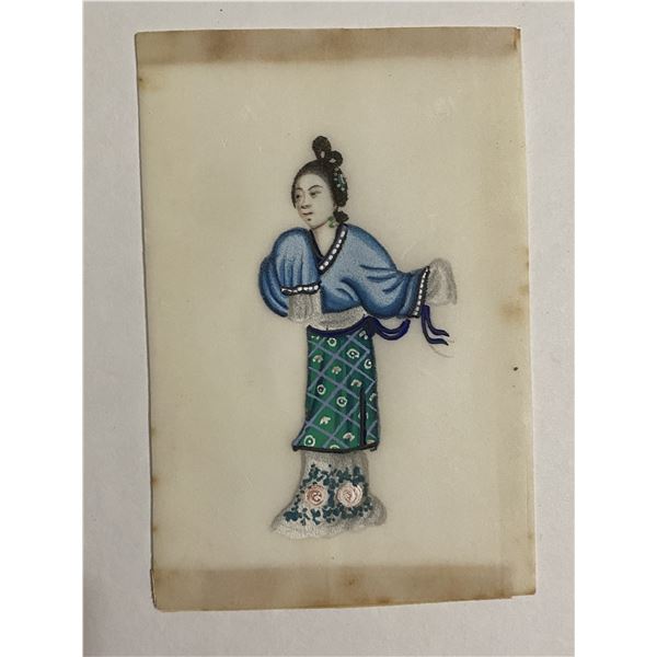 Antique Chinese Gouache Pith Water Color Painting