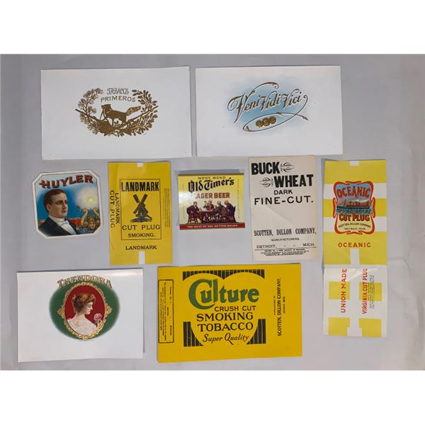 Antique Cigar Box Label Lot (9)