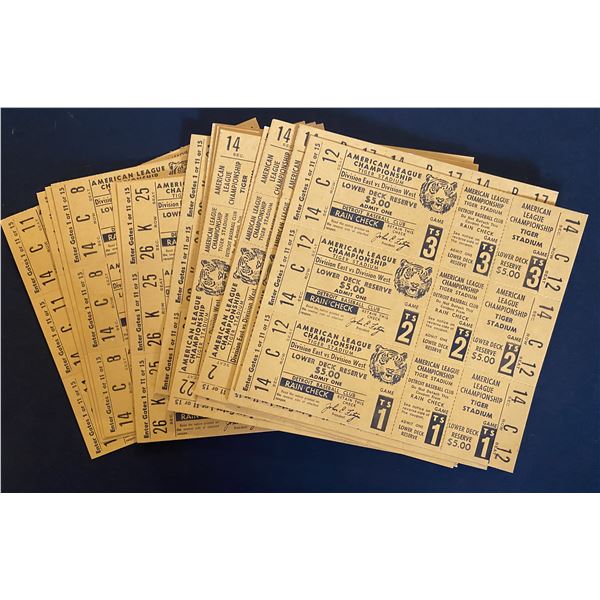 1968 Detroit Tigers Baltimore Orioles Amercian League Championship Series Ticket Lot