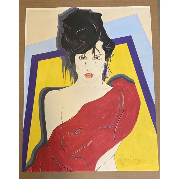 After Patrick Nagel Igirl Painting