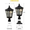 Image 4 : GYDZ Outdoor Solar Lamp Post Light With 3-Inch Pier Mount Base, Die Cast Aluminum With Glass- 20.5