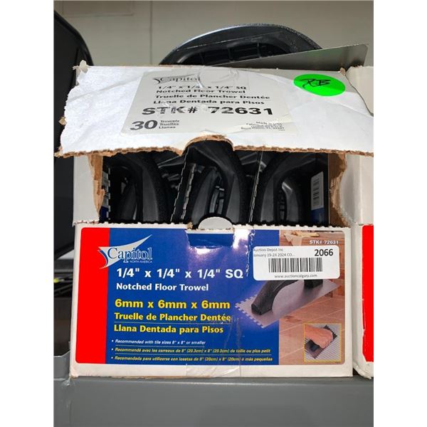 Capitol 1/4" x 1/4" x 1/4" Notched Floor Trowel Lot of 30