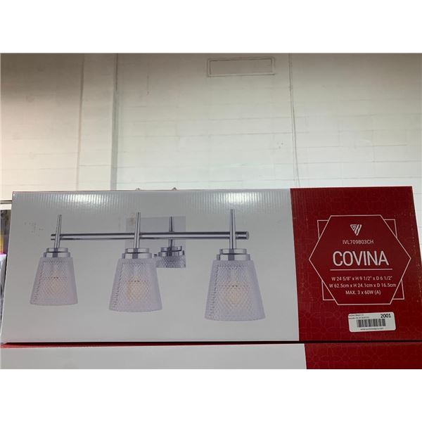 Covina Bathroom Vanity Light - 3 Lights - Glass - Chrome