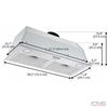 Image 2 : Ancona AN-1369 Cabinet Insert, 28" Exterior Width, 280 CFM, Outside / Ducting, LED, Dishwasher Safe 