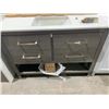 Image 1 : Grey Oak 4 Drawer Bathroom Vanity chrome handles 48 x 20 x 35 damage as pictured