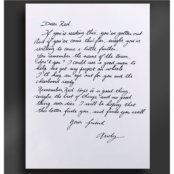 Shawshank Redemption (1994) - Andy Dufresne (Tim Robbins) Original "Dear Red" Letter
