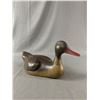 Image 1 : Vintage Hand Carved & Painted Wood Duck Decoy. Approx. 16" L