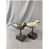 Image 1 : 2 Vintage Hand Carved & Painted Wood Seagulls On Wood Base. Approx. 10 1/4" H