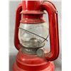 Image 2 : 2 Vintage Lanterns - Battery Operated Red One Approx. 7" & Other Candle Lantern Approx. 7 1/2" T. Bo