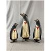 Image 1 : 3 Vintage Hand Carved & Painted Penguins. Approx. 7 1/2" - 9" - 11 1/2" Tall