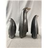 Image 2 : 3 Vintage Hand Carved & Painted Penguins. Approx. 7 1/2" - 9" - 11 1/2" Tall