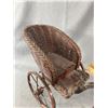 Image 2 : Vintage Wicker Seat, Metal Frame & Wood Wheels Doll Tricycle. Approx. 20" L x 12" H