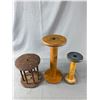 Image 2 : Vintage Wooden Spools.Heights Approx. 13" - 9"- 8"