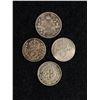 Image 1 : 1919 Canadian Silver 10 Cent Coin, 3 Family 1900s (1916/20/38) Silver 3 Pence Pcs (Coins)