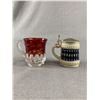 Image 2 : Antique Seattle Wa. 1909 Ruby Glass Souvenir Glass, Rolex Spoon, Pewter Dogs & Mini Tankard