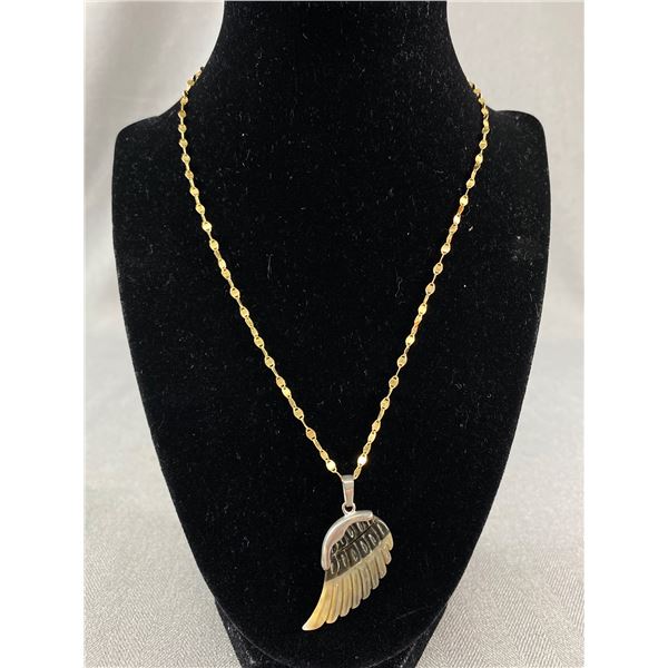 Lovely Angel Wing Pendant with Mother of Pearl on 925 Sterling Italy Chain with a Gold Wash